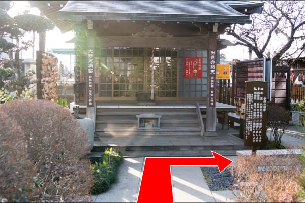 稲荷堂の前を右に曲がる