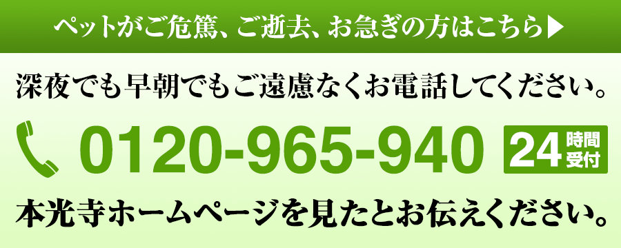 ペットがご危篤、ご逝去、お急ぎの方はこちら
