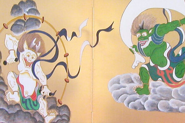 風神雷神（金屏風）（100cm×61cm）