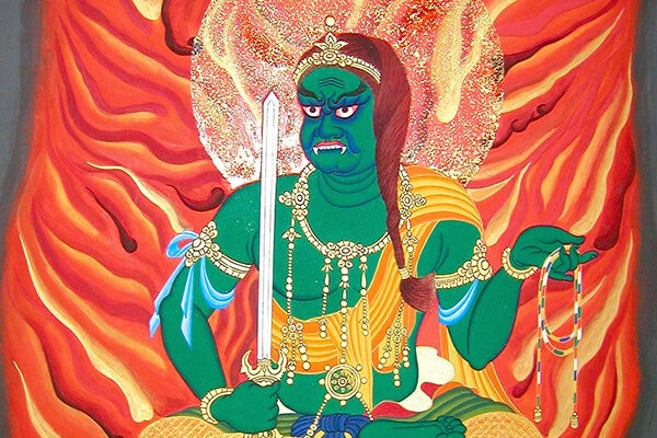 不動明王（緑色）（100cm×65cm）